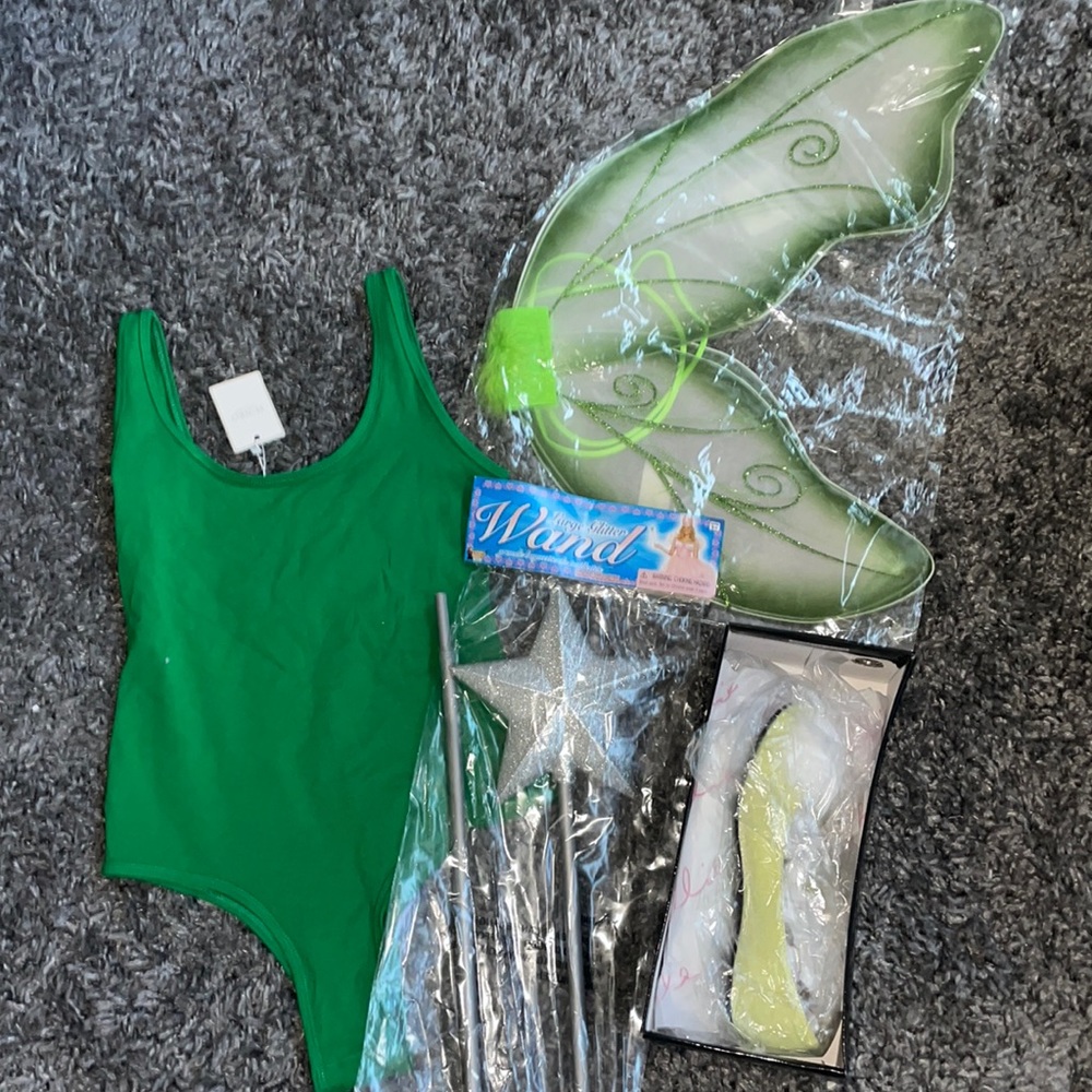 NWT Tinker bell leotard, wand, wings & ballet flats🎃